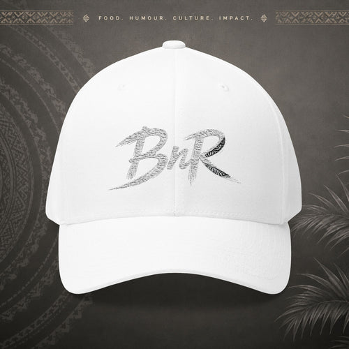 Bully n Rice - Somting Moa - Streetwear Pacific Identity Flexfit Cap (white)
